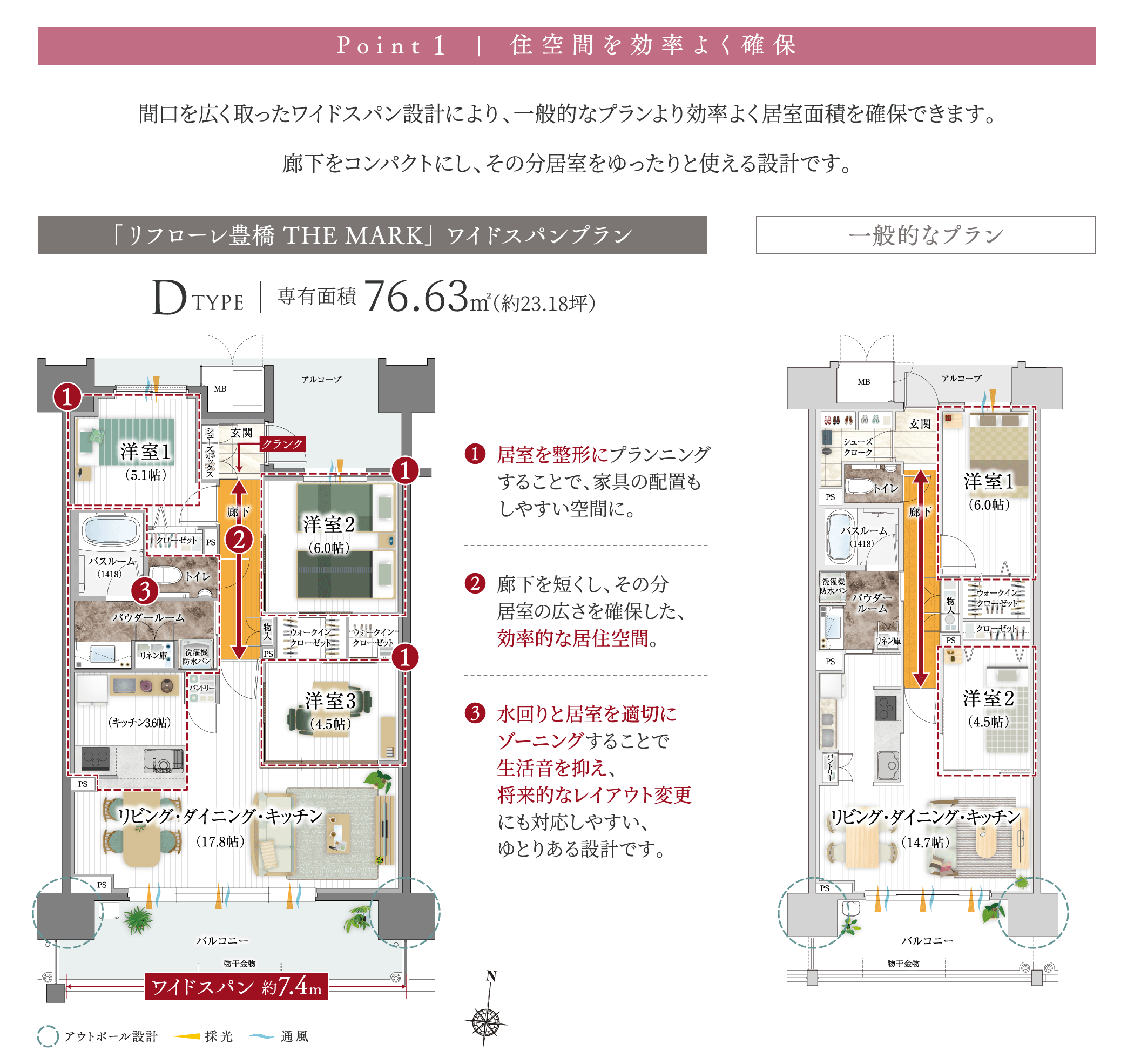Point 1 住空間を効率よく確保